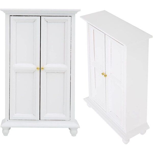 1:12 Weißer Holzschrank für Doppeltür-Puppenhaus 15,4 cm