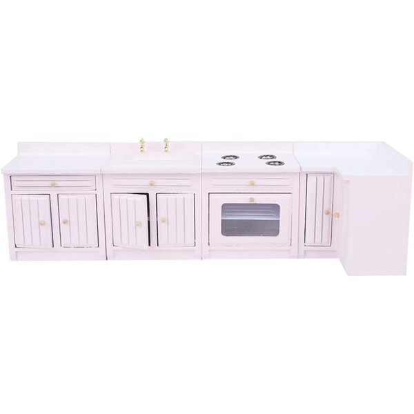 Mini Casa delle Bambole in Legno Rosa con Mobili Cucina e Accessori, Regalo Compleanno