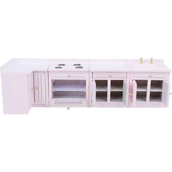 Mini Casa delle Bambole in Legno Rosa con Mobili Cucina e Accessori, Regalo Compleanno