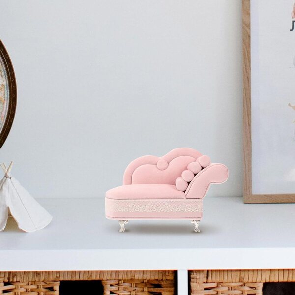 HEMOTON Miniatur-Sofa-Schmuckkästchen aus hellblauem Stoff, 19 x 13,5 x 7,5 cm, für Schmuck