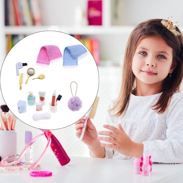 Miniatur-Badezimmerzubehör-Set für Puppenhäuser mit Seife und Handtuch