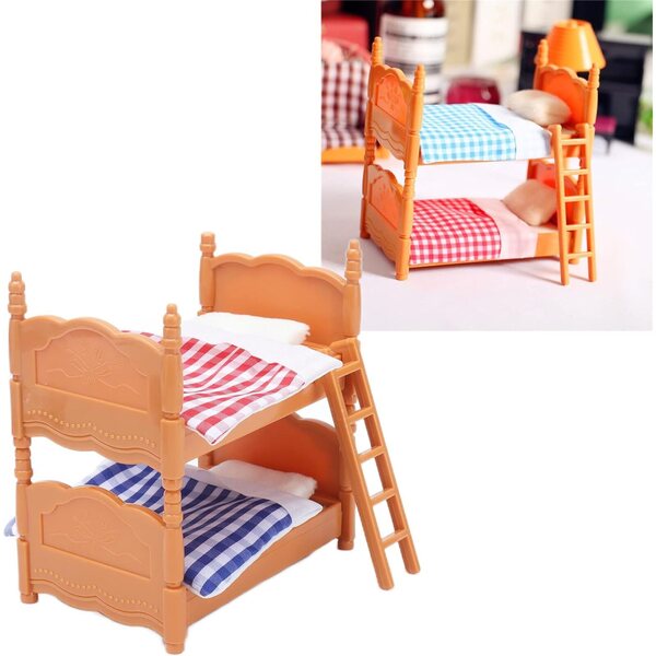 Mini-Puppen-Etagenbett aus Kunststoff mit Leiter, komplettes Set und tragbar