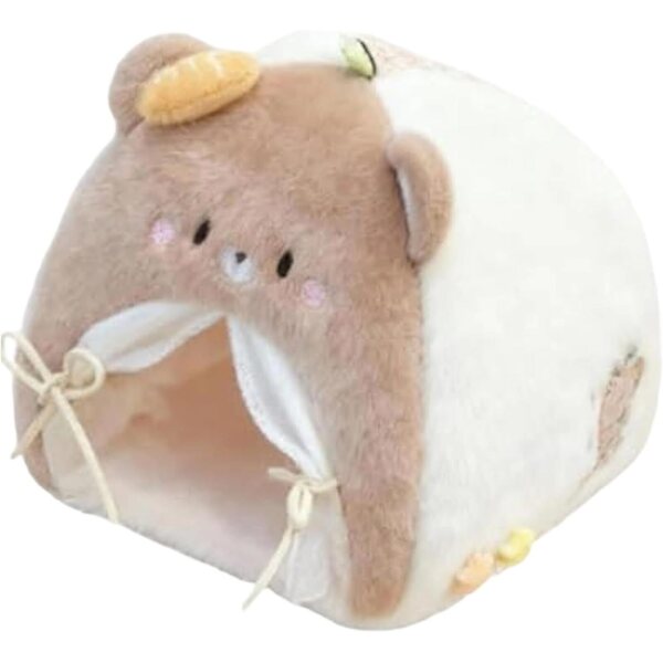 Letto Miniatura Morbido per Bambole con Tenda in Peluche per Gioco e Decorazione