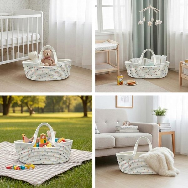 Pinky Reborn Cesto in Cotone per Bambole Reborn, Pieghevole con Manico, Decorativo e Versatile