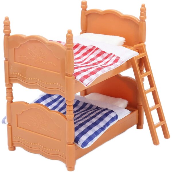 Letto a Castello in Miniatura per Bambole con Scaletta e Accessori in Plastica Bonbela
