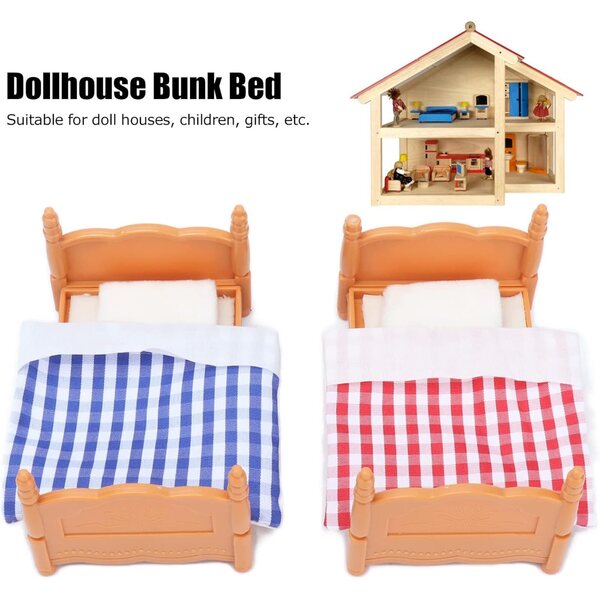Letto a Castello in Miniatura per Bambole con Scaletta e Accessori in Plastica Bonbela