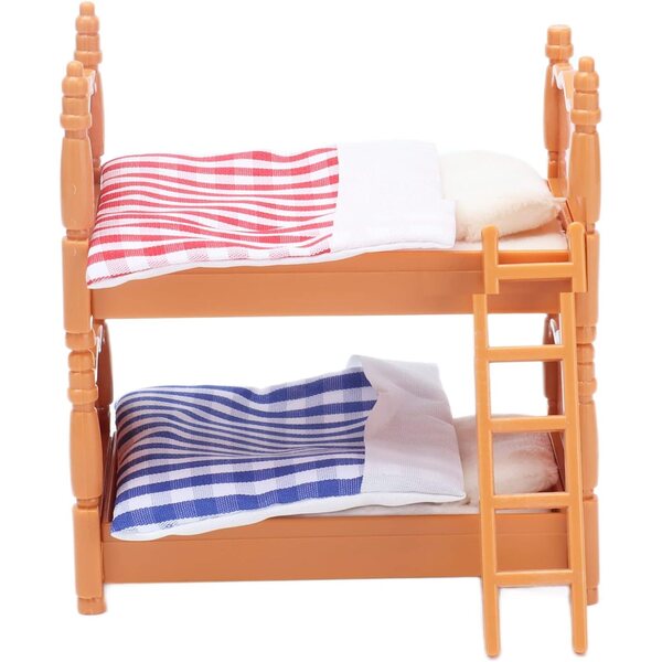 Letto a Castello in Miniatura per Bambole con Scaletta e Accessori in Plastica Bonbela