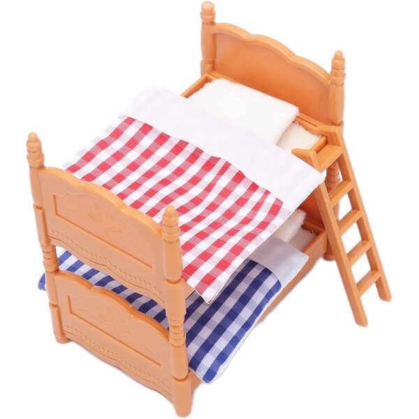 Letto a Castello in Miniatura per Bambole con Scaletta e Accessori in Plastica Bonbela