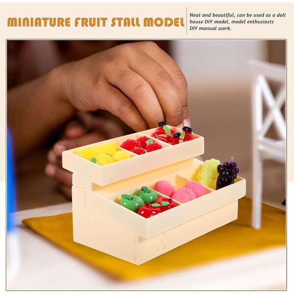 Didiseaon Set 2 Mini Scaffali per Verdura e Frutta Beige per Casa delle Bambole