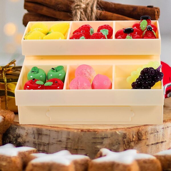 Didiseaon Set 2 Mini Scaffali per Verdura e Frutta Beige per Casa delle Bambole
