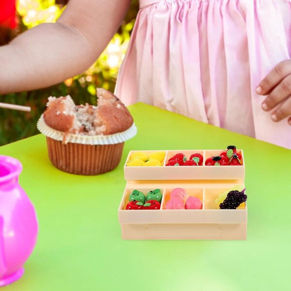 Didiseaon Set 2 Mini Scaffali per Verdura e Frutta Beige per Casa delle Bambole