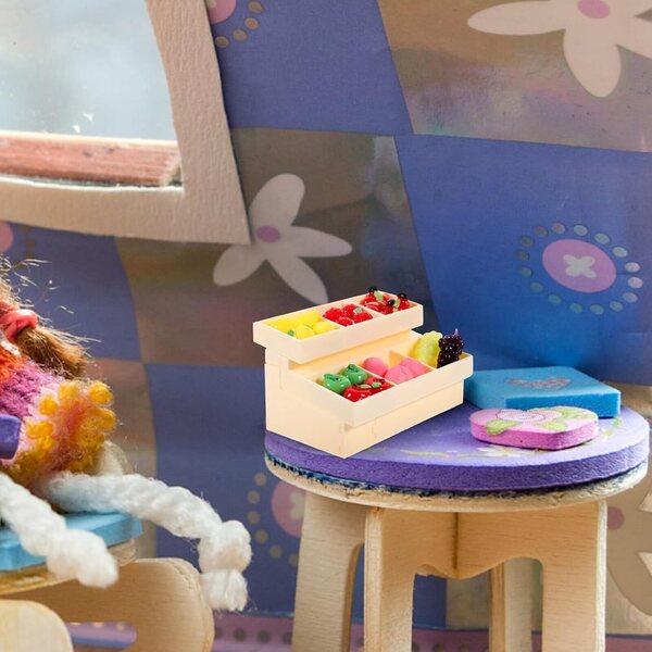Didiseaon Set 2 Mini Scaffali per Verdura e Frutta Beige per Casa delle Bambole