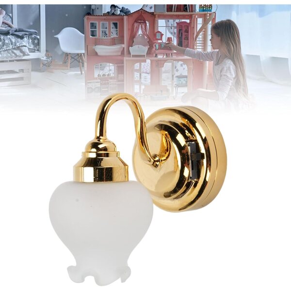 Lampada a Parete LED per Casa delle Bambole 1:12 con Applique a Fiori Realistici