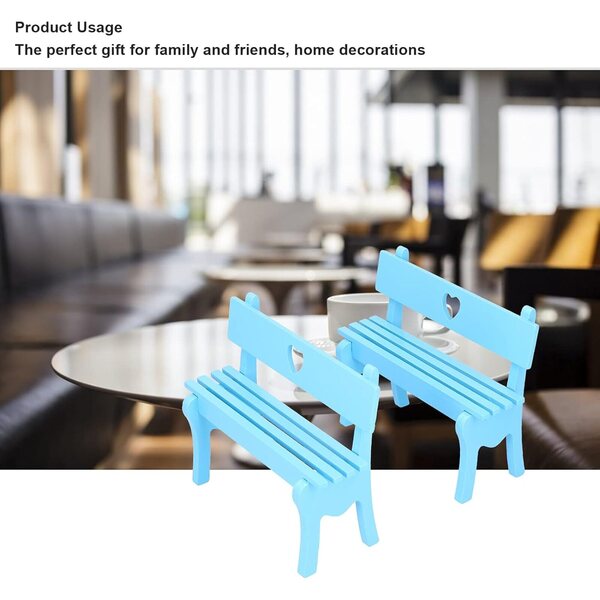 Dekorative Holzstühle Miniatur 2 Stück für Zuhause, Büro und Regale Blau Baxnore