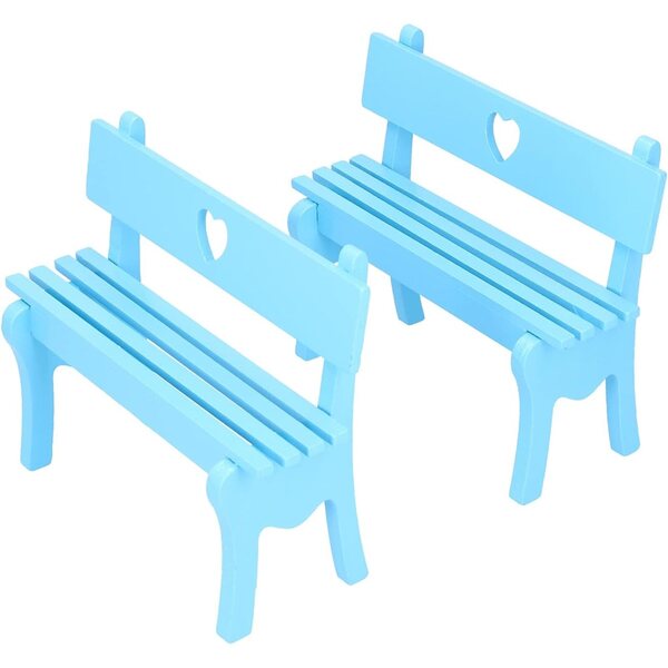 Dekorative Holzstühle Miniatur 2 Stück für Zuhause, Büro und Regale Blau Baxnore