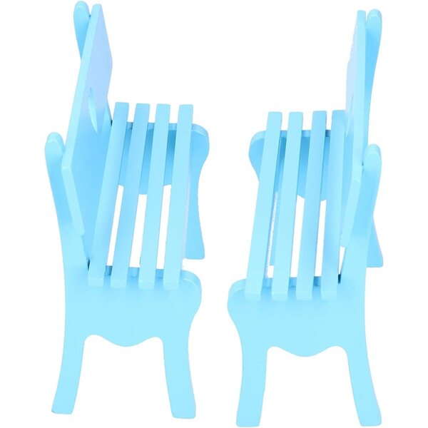 Dekorative Holzstühle Miniatur 2 Stück für Zuhause, Büro und Regale Blau Baxnore