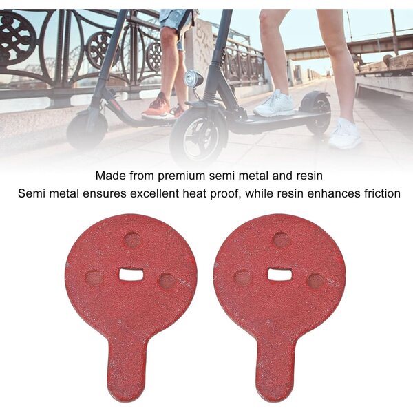 Pastiglie freno semi metalliche rosse per scooter elettrico 22,5x33,5x4mm - Confezione da 2