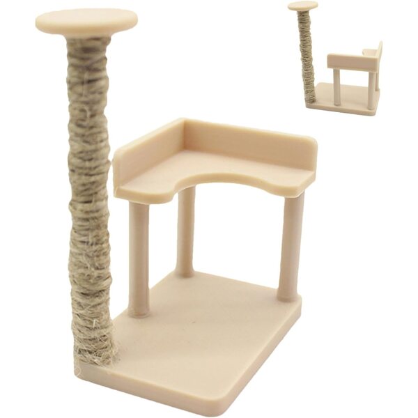 Albero di gatto miniatura per casa delle bambole 1:12, struttura arrampicata realistica e artigianale