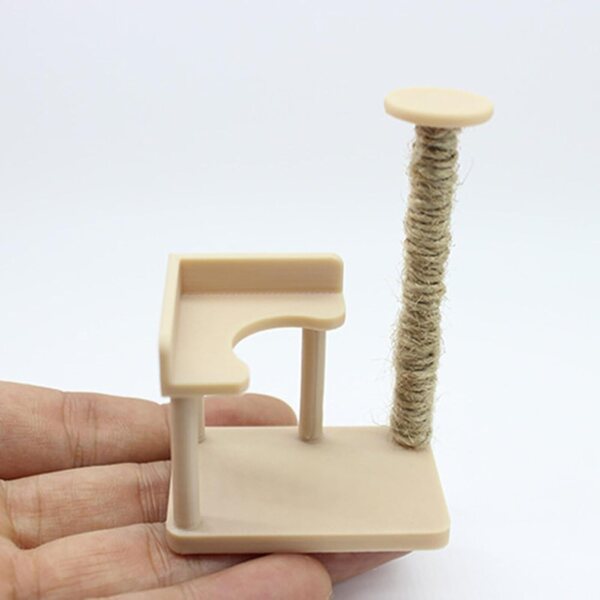 Albero di gatto miniatura per casa delle bambole 1:12, struttura arrampicata realistica e artigianale