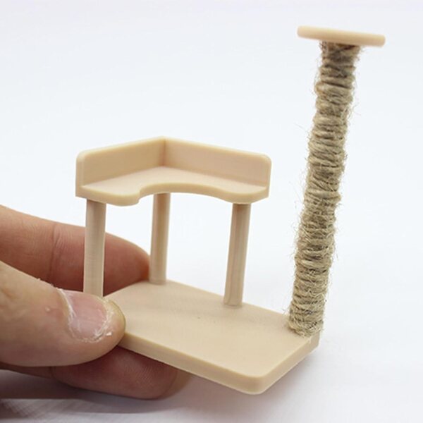 Albero di gatto miniatura per casa delle bambole 1:12, struttura arrampicata realistica e artigianale