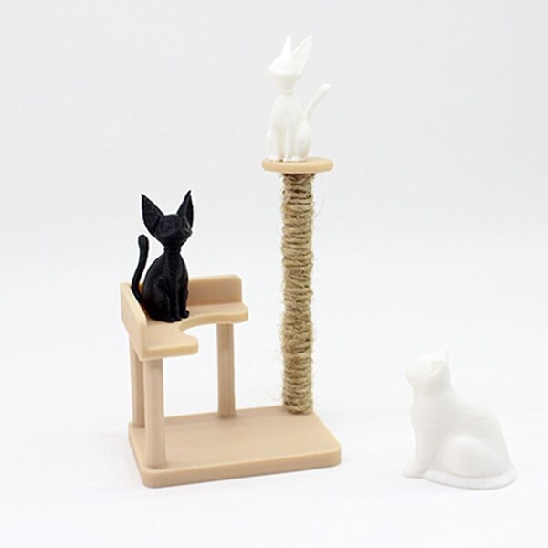 Albero di gatto miniatura per casa delle bambole 1:12, struttura arrampicata realistica e artigianale
