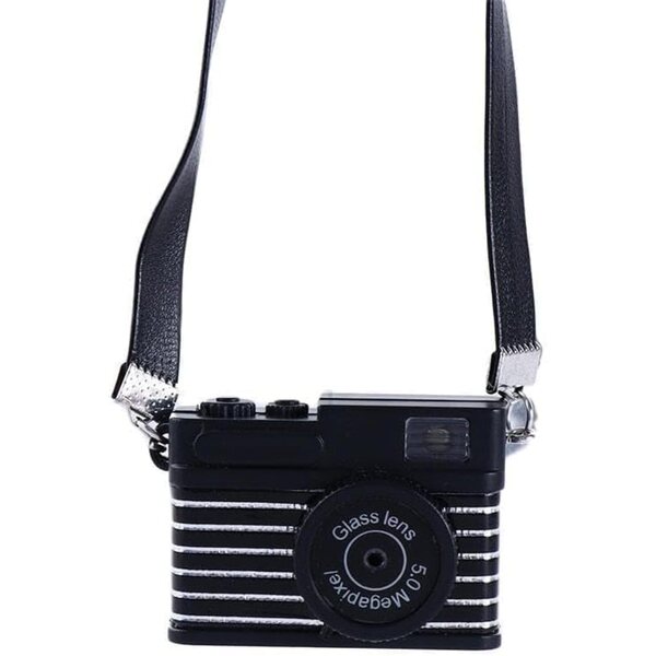 Mini fotocamera vintage in miniatura per casa delle bambole scala 1:12, accessorio retrò