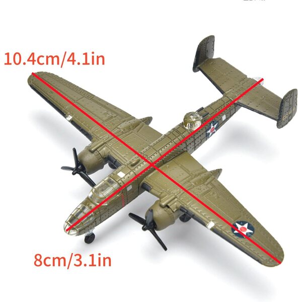 MOUDOAUER Druckgussmodell B-25 Mitchell WWII Bomberflugzeug im Maßstab 1:200
