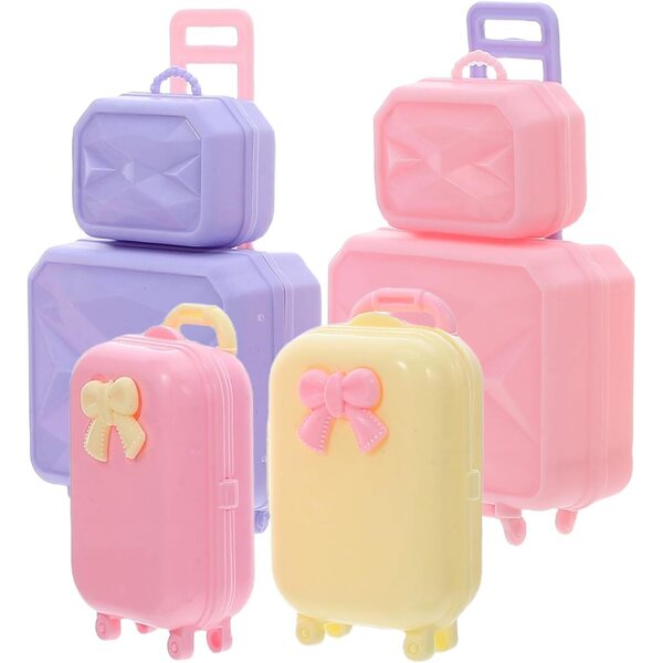 HEMOTON 4 bunte Mini-Koffer für Puppenhaus, tragbarer Organizer