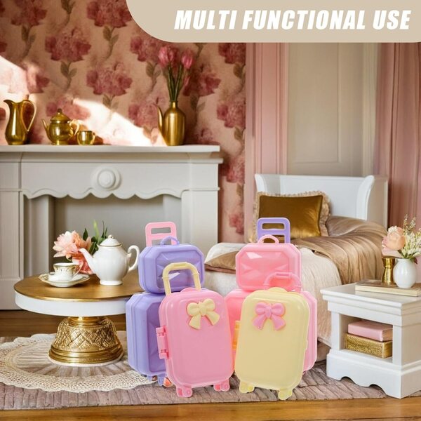 HEMOTON 4 bunte Mini-Koffer für Puppenhaus, tragbarer Organizer