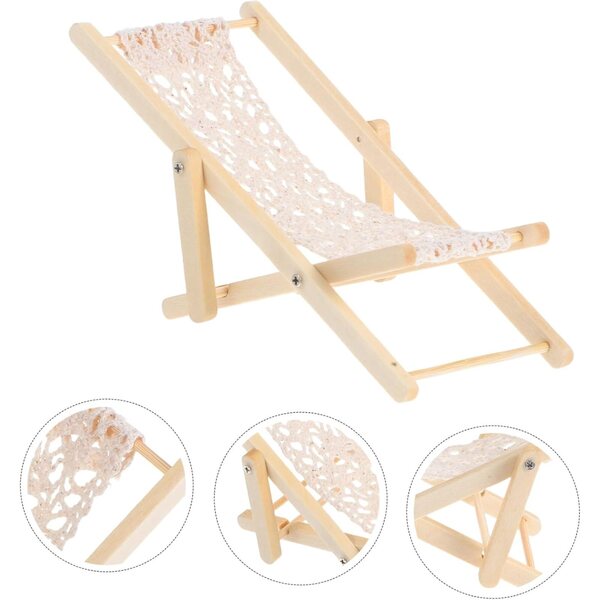 Gatuida Set 3 Mini Sedie da Spiaggia in Legno per Micro Paesaggi e Case delle Bambole