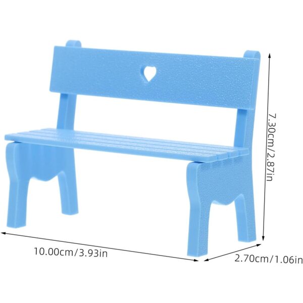 Levemolo Mini Panca in PLA per Casa delle Bambole - Decorazione Micro Paesaggio Blu