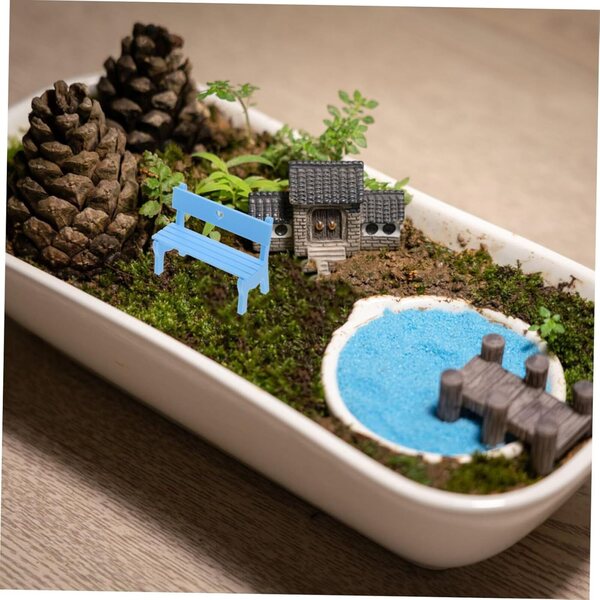 Levemolo Mini Panca in PLA per Casa delle Bambole - Decorazione Micro Paesaggio Blu