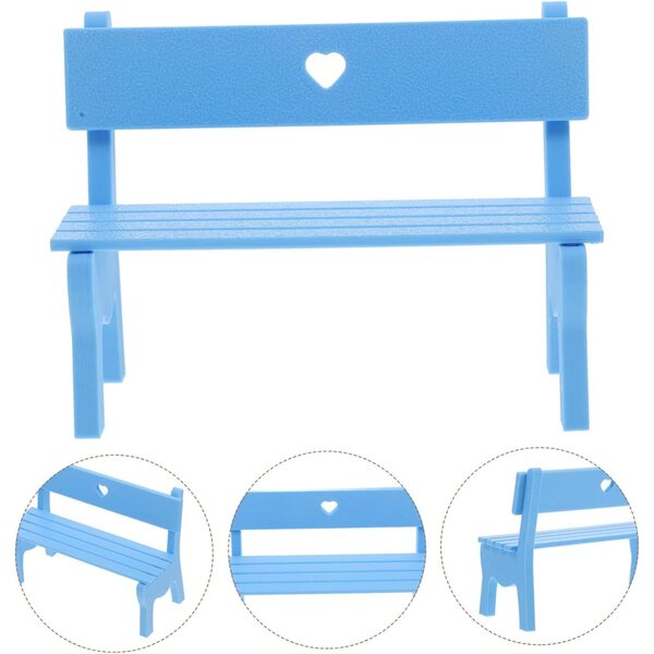 Levemolo Mini Panca in PLA per Casa delle Bambole - Decorazione Micro Paesaggio Blu
