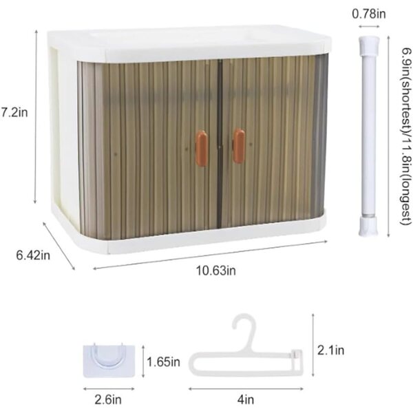 Faltbare Aufbewahrungsbox für Puppengarderobe mit Kleiderbügeln und Stange, weiß