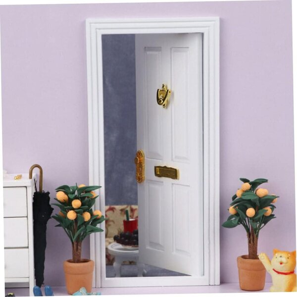 Gcroet Porta in Legno per Casa delle Bambole 1:12 Miniatura Accessori Mobili Bambini