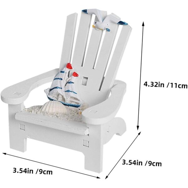 LIFKOME Mini Sedia da Spiaggia Bianca in Legno per Casa delle Bambole e Decorazioni Marine