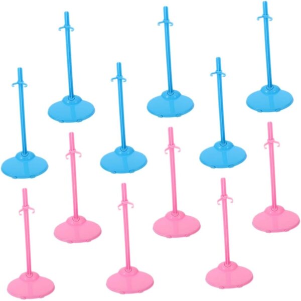 BESTonZON 24 pezzi Supporti per Bambole Miniature Stativi Sicuri Blu e Rosa