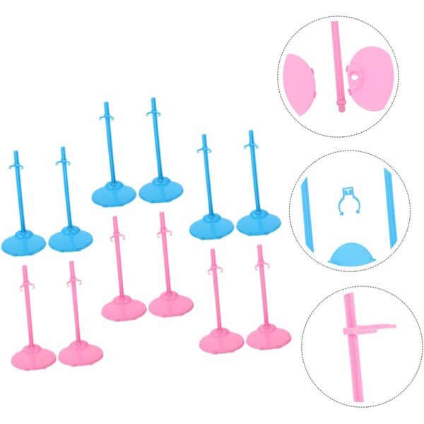BESTonZON 24 pezzi Supporti per Bambole Miniature Stativi Sicuri Blu e Rosa