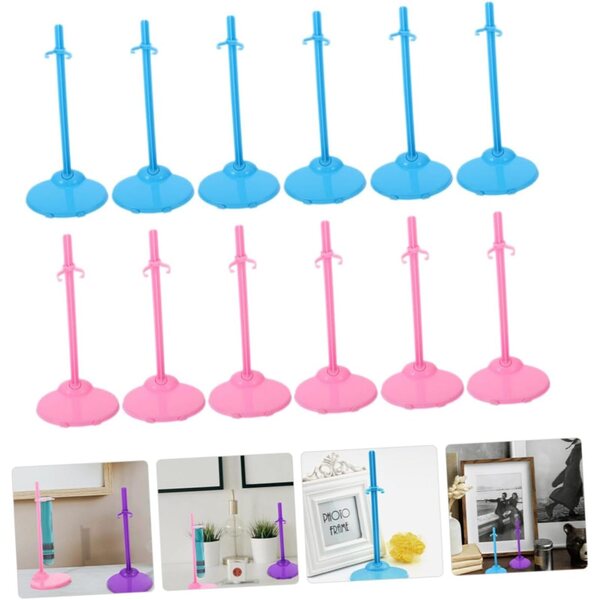 BESTonZON 24 pezzi Supporti per Bambole Miniature Stativi Sicuri Blu e Rosa