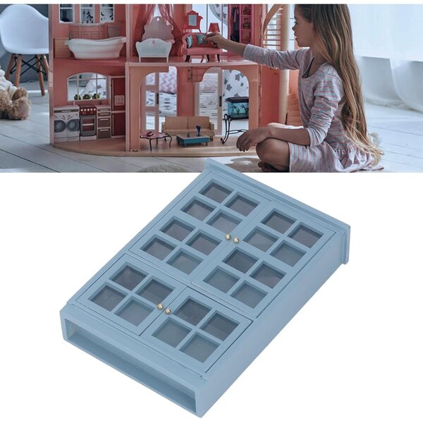 Armadio Libreria Miniatura 1:12 in Legno Blu Scuro per Casa delle Bambole