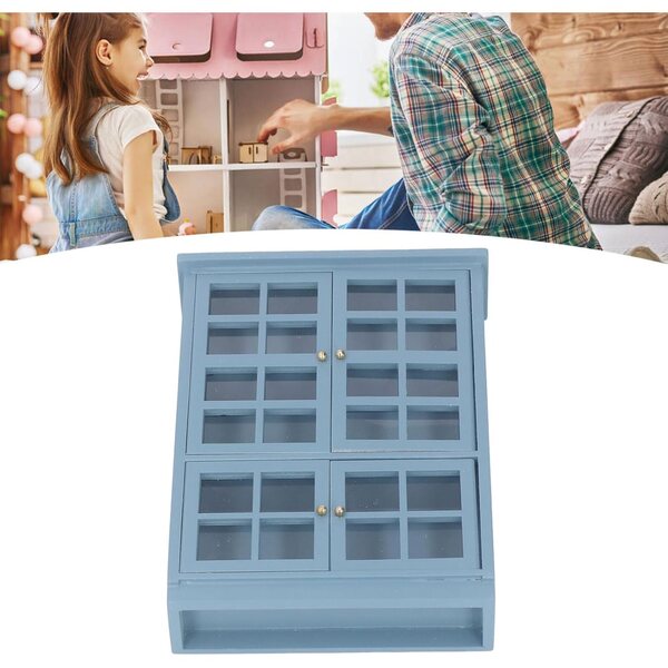 Armadio Libreria Miniatura 1:12 in Legno Blu Scuro per Casa delle Bambole