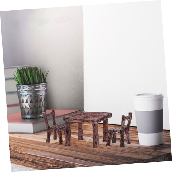 6-teiliges Set aus Miniatur-Feengartentisch und Stühlen für Puppenhäuser
