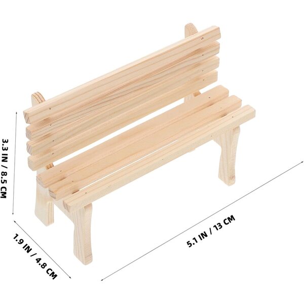 2 pezzi panca e sedia in miniatura in legno per casa delle bambole da giardino