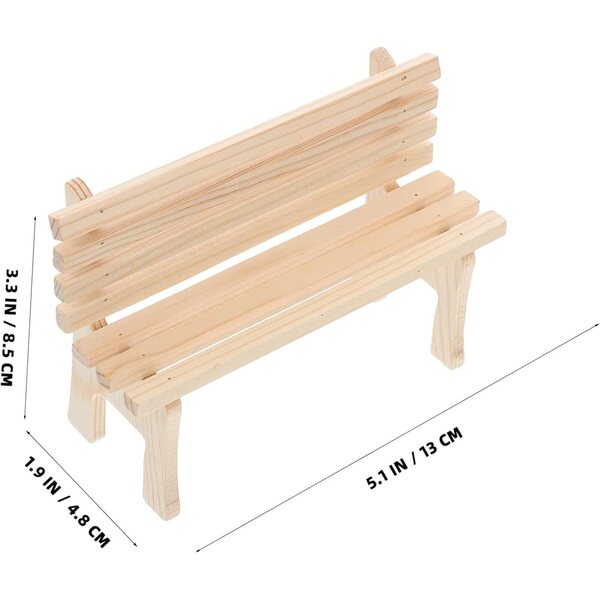 SAFIGLE Set 2 Mini Mobili in Legno per Casa delle Bambole: Panca e Sedia da Giardino