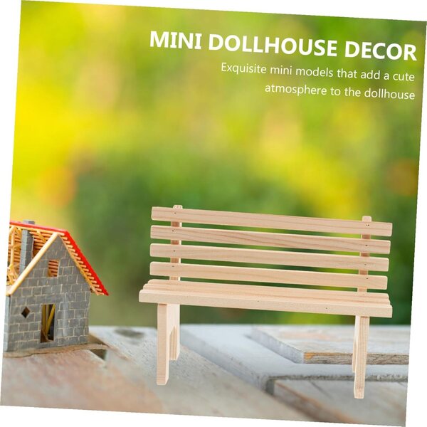 SAFIGLE Set 2 Mini Mobili in Legno per Casa delle Bambole: Panca e Sedia da Giardino