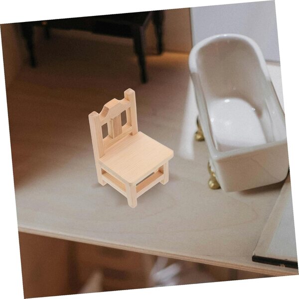 SAFIGLE Set 2 Mini Mobili in Legno per Casa delle Bambole: Panca e Sedia da Giardino