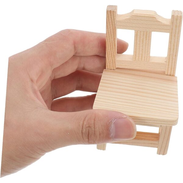 SAFIGLE Set 2 Mini Mobili in Legno per Casa delle Bambole: Panca e Sedia da Giardino