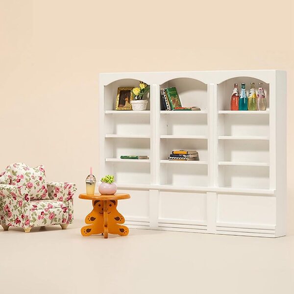 1/12 Mini-Bücherregal aus rotem Holz für Puppenhaus, einfach zu installieren