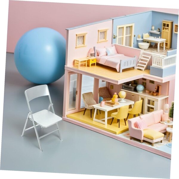 ABOOFAN Set 2 Sedie Pieghevoli in Miniatura PVC per Casa delle Bambole Realistiche
