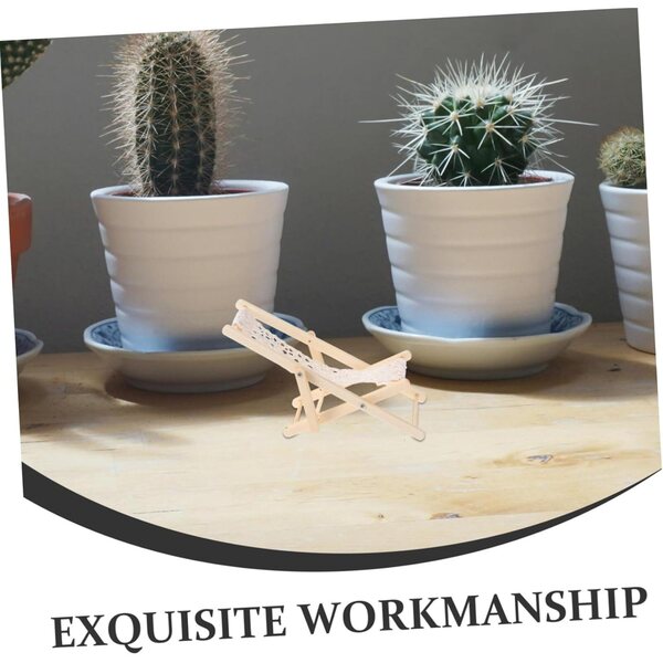 BESPORTBLE Mini-Liegestühle aus Holz, 3-teilig, für Mikrolandschaften und Puppenhäuser